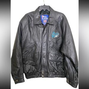 Vintage Pro Player Philadelphia Eagles Black Leather Bomber Jacket XL